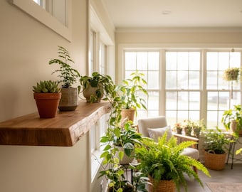 Custom Live Edge Chestnut Shelf | Solid Wood Floating Farmhouse Shelves