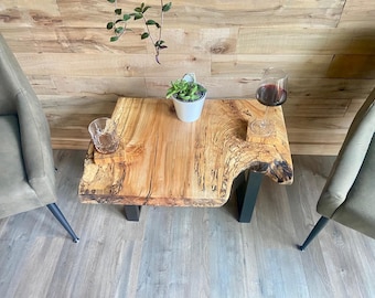 Live Edge Spalted Maple Accent Table | Rustic Wood End Table