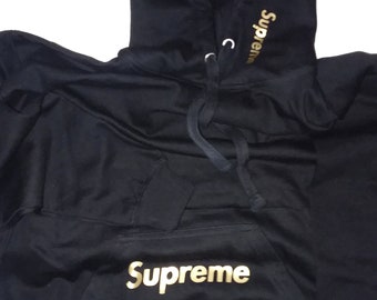 Custom Unique Supreme Logo Gold Foil Hoodie Sweater
