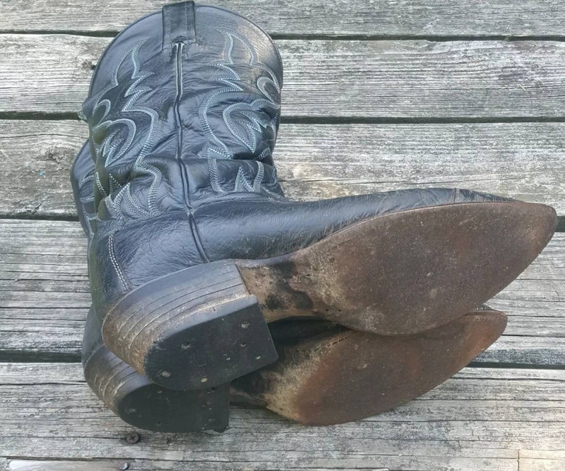 Vintage Tony Lama Men/'s Black Leather Exotic Ostrich Western Rodeo Cowboy Boots Size 9 D  Made In USA