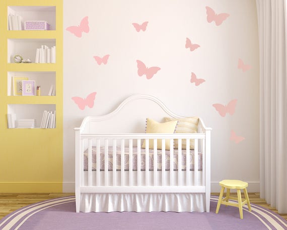 butterflies nursery wall art vinyl wall decals for baby boy | etsy
