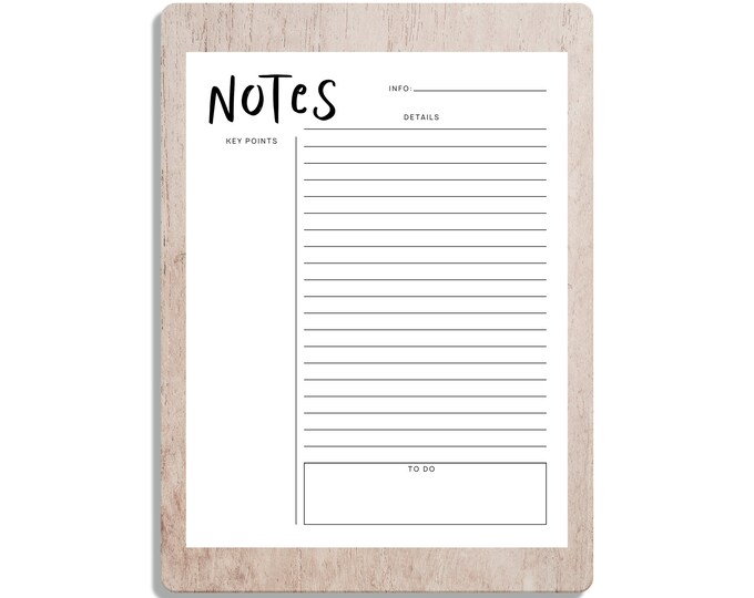 Printable Notes Printable Notes, Note Taking, School Organizer, Lecture ...