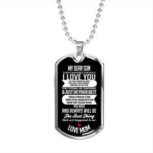 Mio caro figlio ti amo dalla cara mamma madre e figlio orgoglioso collana con targhetta per cani compleanno e laurea regalo militare