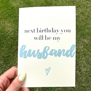 Volgende verjaardag: You Will Be My Husband-kaart | Lichtblauw | Verjaardagsnotitie | Cadeau verloofde | Jij zult mijn man zijn | Huwelijk | Betrokkenheid | Toekomst |