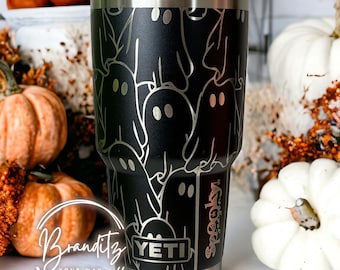 30oz YETI matzwart - Spooky Season Ghost - Aangepaste Halloween/herfst/herfst Esthetische Rambler-beker met MagSlider-deksel