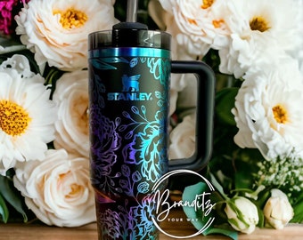 LIMITED EDITION - Stanley Black Chroma - Peony Vibes - Stanley 30oz and 40oz Adventure Quencher H2.0 FlowState Tumbler