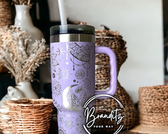 Boho Vibes 40oz beker - Ozark zacht mat paars