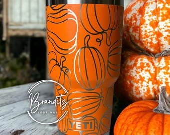 YETI King Crab Orange - Pumpkin Vibes - 20 oz en 30 oz aangepaste esthetische ramblerbeker voor herfst/herfst met MagSlider-deksel