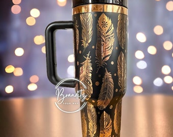Feathers 40oz zwarte en koperen beker - generiek merk