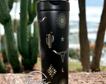 Boho Western - 24oz Simple Modern Stainless Steel Protein Shaker - Custom Laser Engraved Design