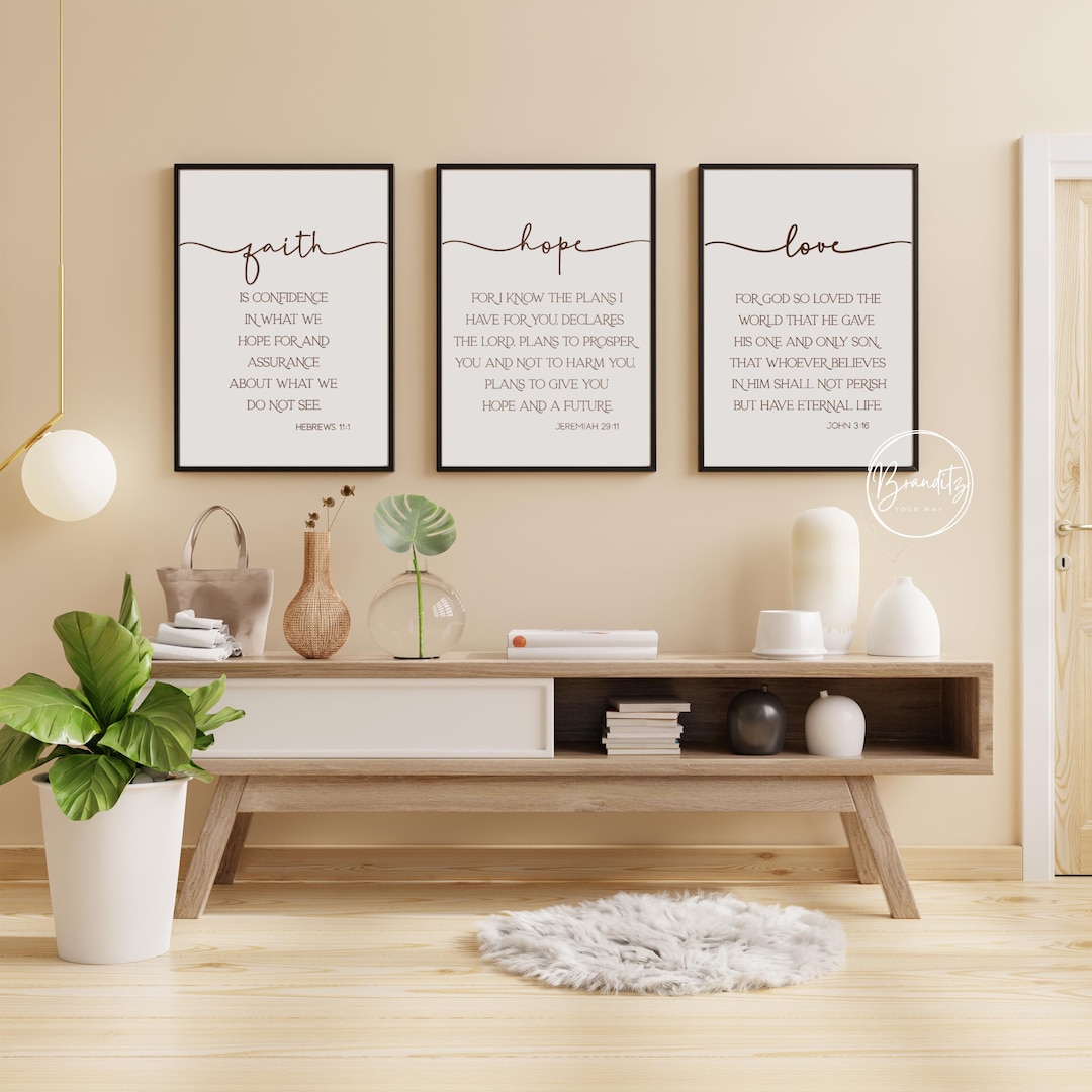 Faith Hope Love Christian Wood Wall Art Set–scripture Home Decor-faith ...
