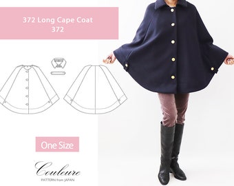 Long Cape Coat (Outer pattern) [372] /One size / PDF pattern from Japan