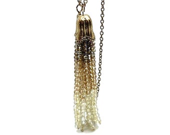 Crystal Tassel Gradient Cable Chain Sautoir Necklace Brass Made with Swarovski 44"