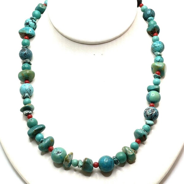 Paige Wallace Sterling Silver Turquoise Howlite Coral Beaded Toggle Necklace