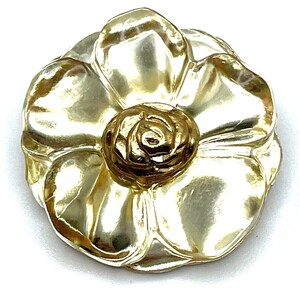 Kenzo Lucite Mohn Blumen Brosche Pendelleuchte Gold Metallic Ton Vintage signiert
