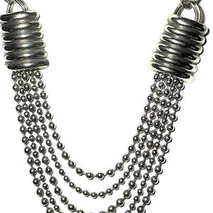 Brutalist Heavy Metal Silver Chunky Multi Strand Statement Necklace