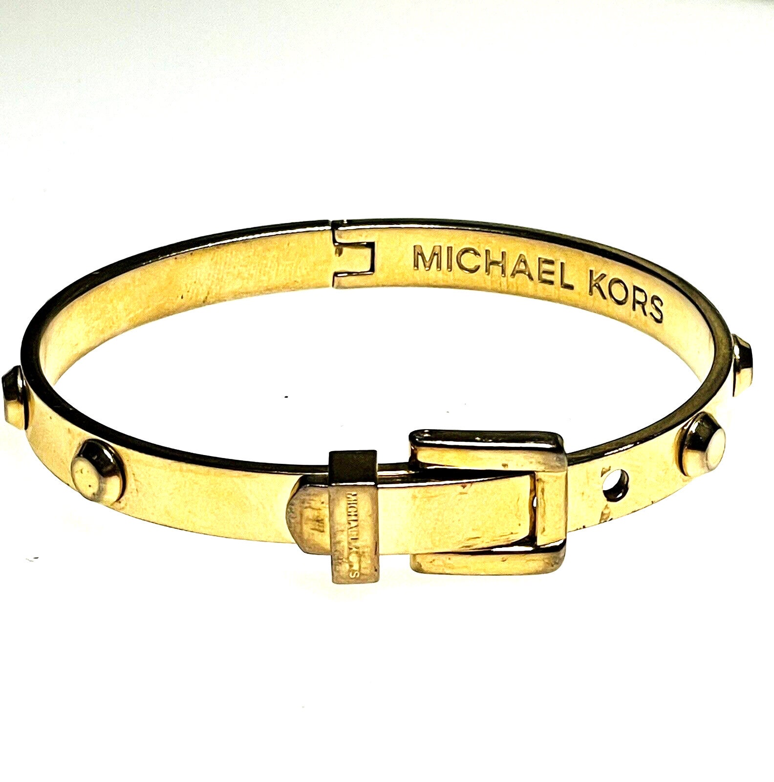 Michael Kors Bracelet ASTOR Belt Motif Gold Tone Hinged Bangle - Etsy