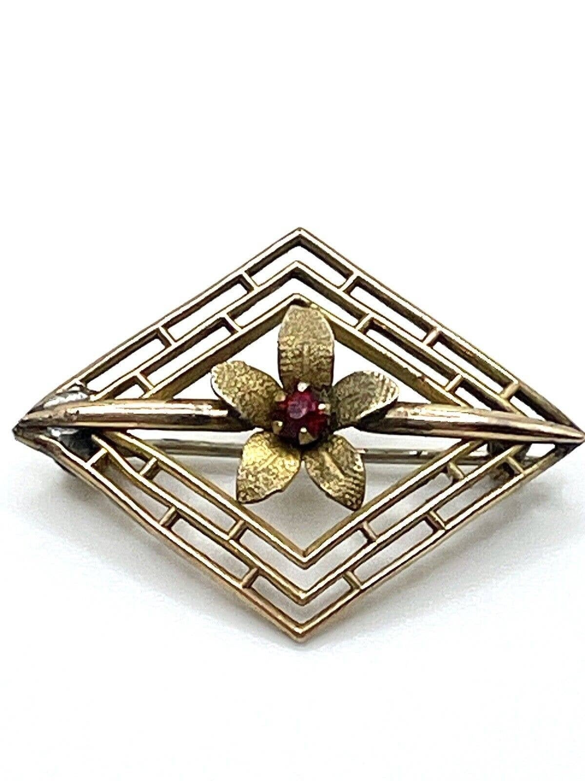 Broche Cœur Art Nouveau En Laiton - 25x28mm - Occasion - Sans Marque