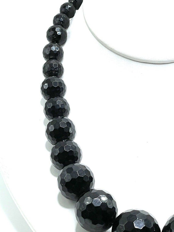 Black Agate 7mm-20mm Necklace Glass Graduated Bea… - image 4
