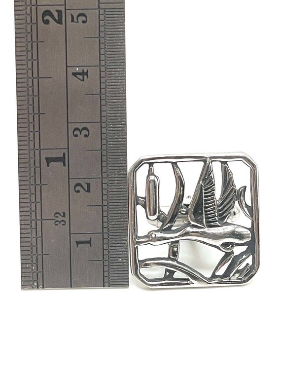 Silver Flying Ducks Figural Openwork Cuff Links T… - image 10