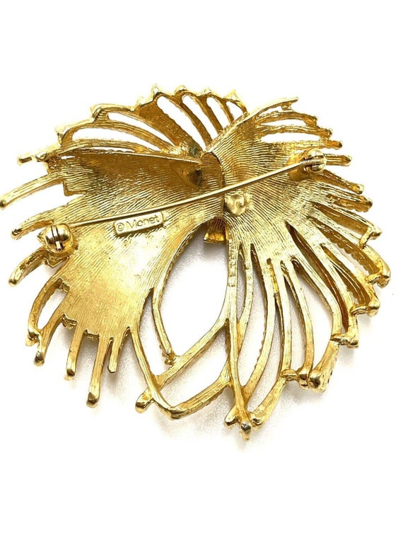 Monet Mirador Demi Parure Gold XL Brooch Pin Post… - image 7