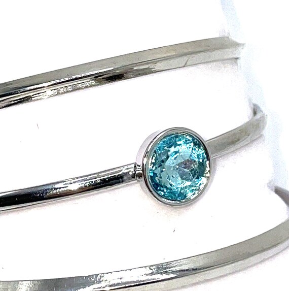 Stacking Bracelets Silver Topaz Crystal Bangles 3… - image 8