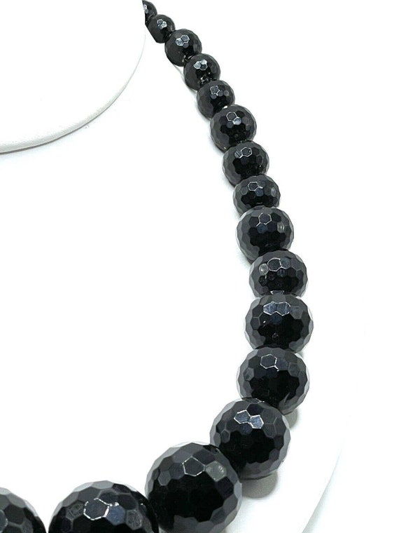 Black Agate 7mm-20mm Necklace Glass Graduated Bea… - image 3