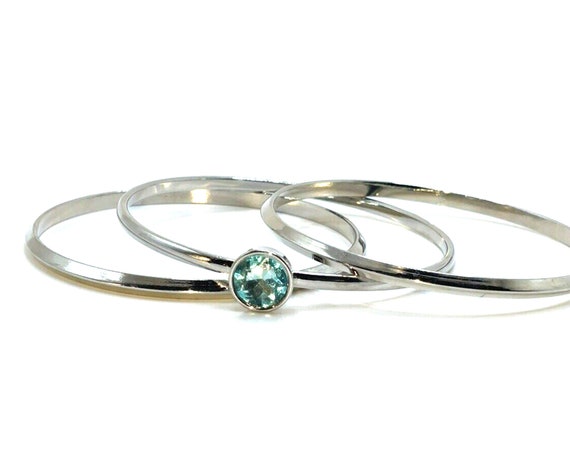 Stacking Bracelets Silver Topaz Crystal Bangles 3… - image 5