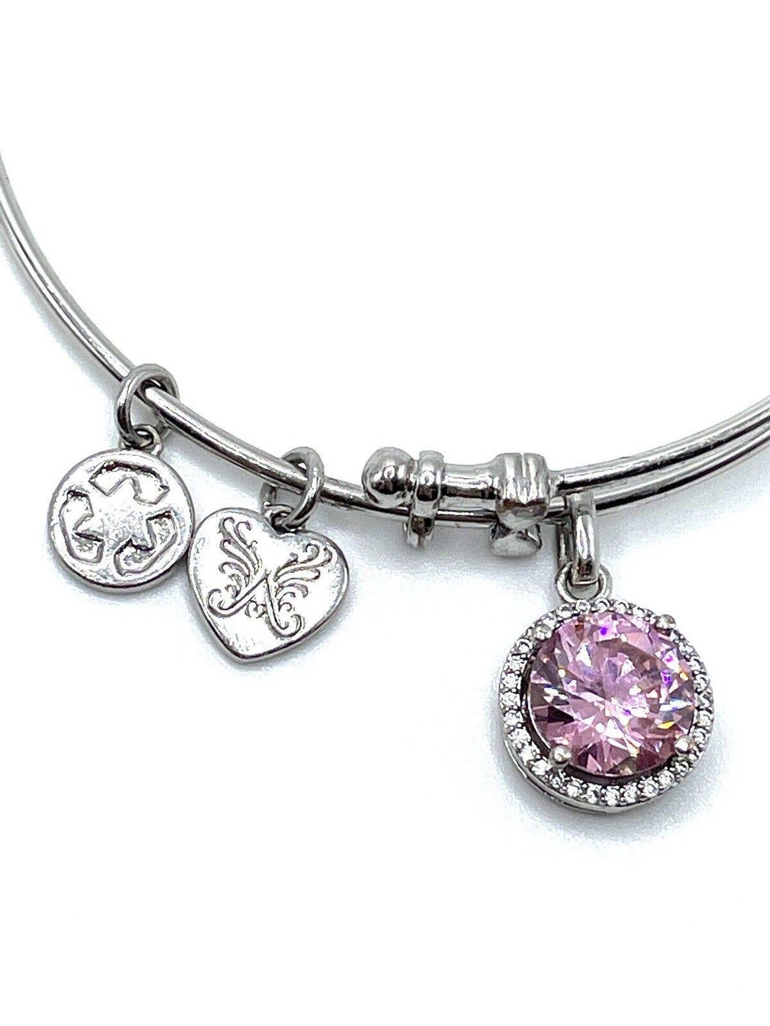 Silver Sparkling Rose Dangle Charm main image 1