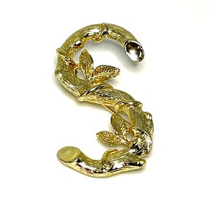 Vintage Signed Sarah Coventry Gold Bamboo Initial S Brooch