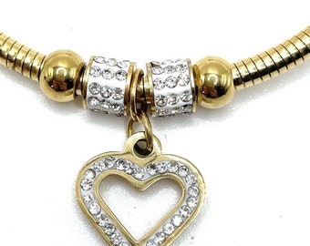 Swarovski Elements gouden kristallen armband hangarmband open hart schuifbedel