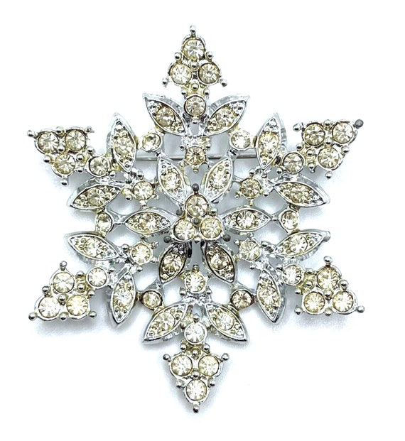 Sarah Coventry Crystal Snowflakes Silver Rhineston
