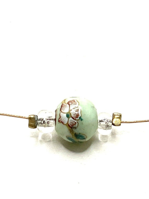 Chinese Porcelain Green Flower Illusion Bead Porc… - image 3