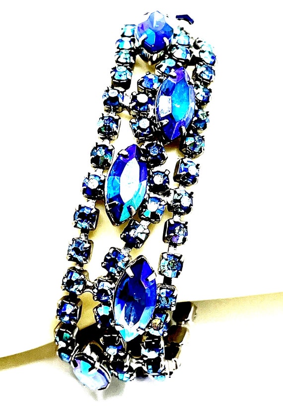 Estate Unsigned Designer Bracelet AB Peacock Blue 