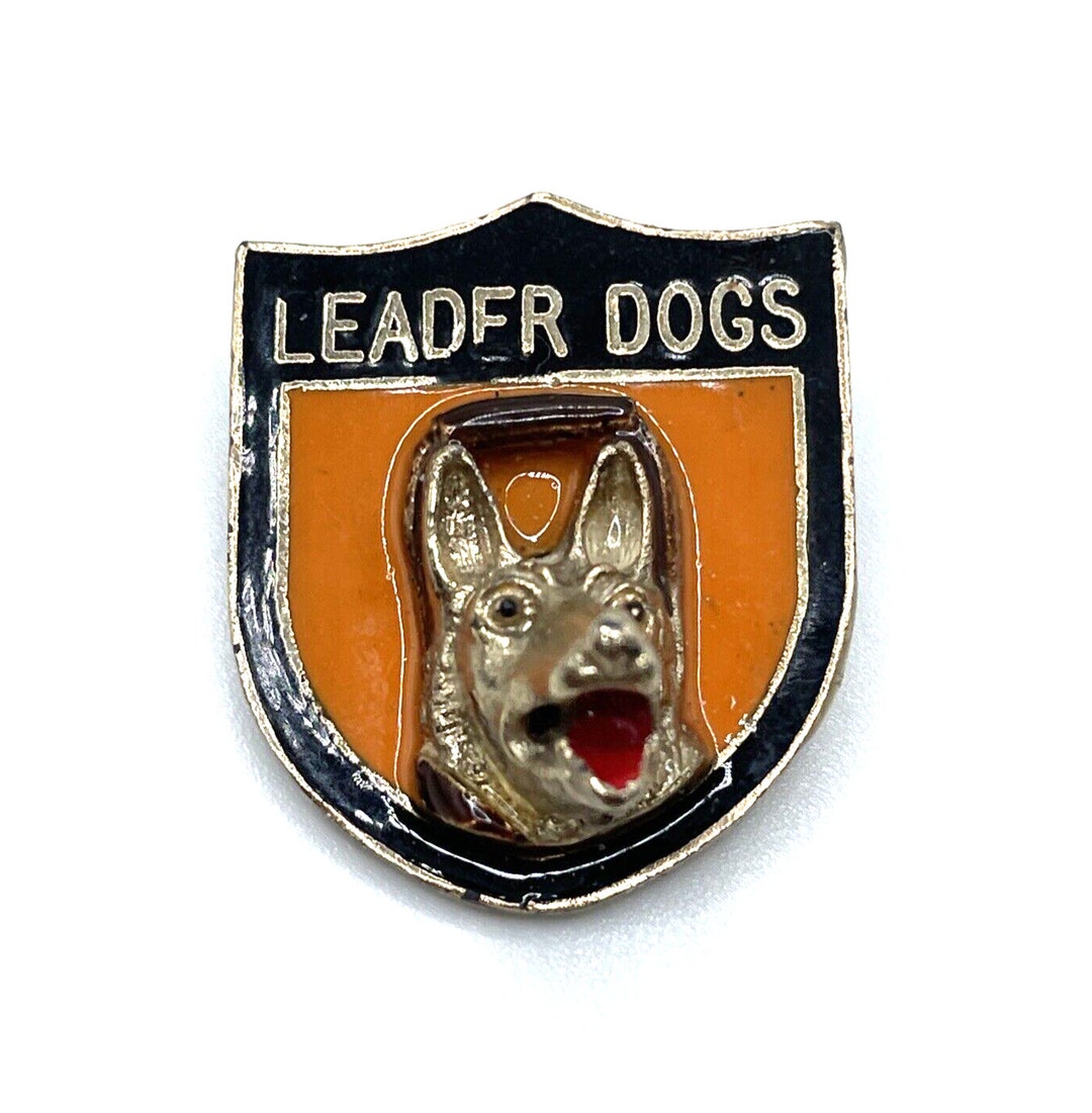 Vtg German Shepherd Pin Leader Guide Dog Lions Club Blind 3D Shield ...