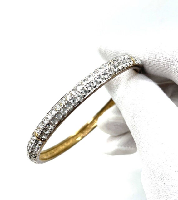 Swarovski Swan Gold Pave Two Row Crystal Bangle B… - image 6