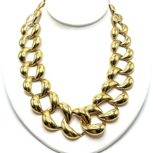 Anne Klein Wide Chunky Curb Chain Polished Gold Toggle Hollow Necklace