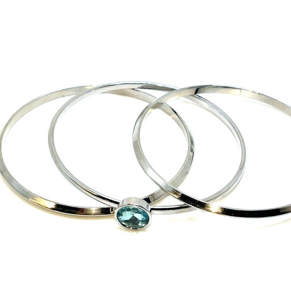 Stacking Bracelets Silver Topaz Crystal Bangles 3… - image 6