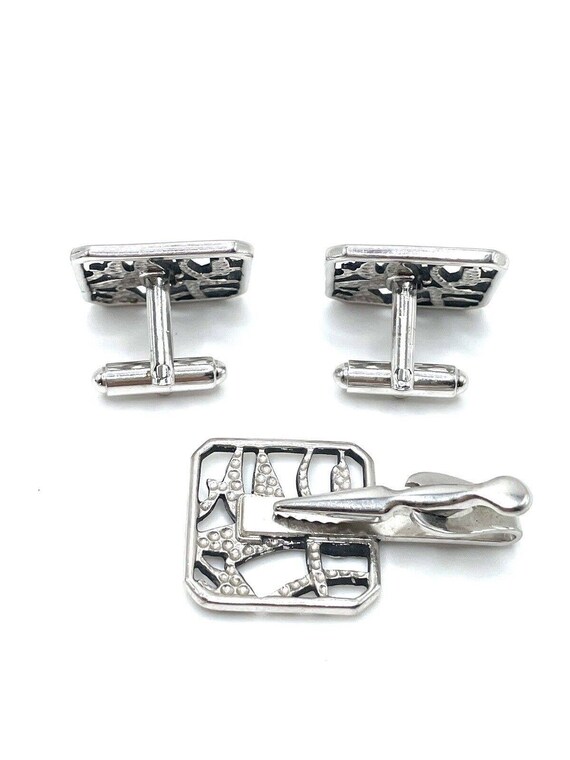 Silver Flying Ducks Figural Openwork Cuff Links T… - image 4