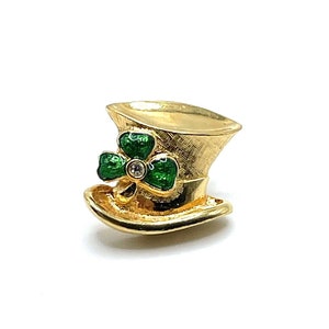 1994 Avon „Hats Off To Luck“ Gold Grün Shamrock Klee Pin Back Irish St Patricks Day