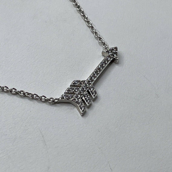 Vintage Silver CZ Pointed Arrow Pendant Necklace … - image 5