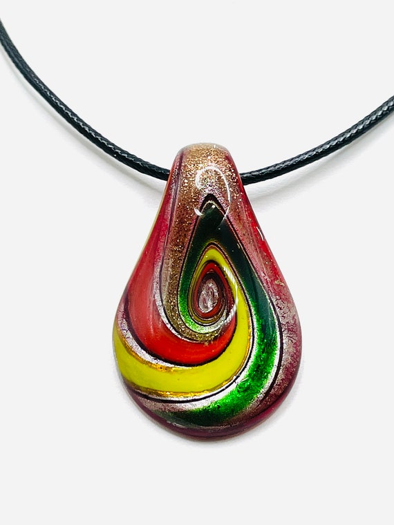 Glass teardrop pendant necklace deals