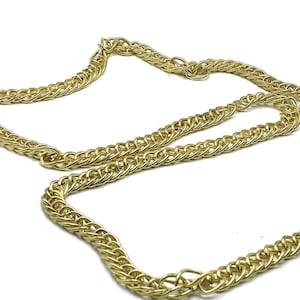Vintage 80s Gold Chain Woven 24&quot; Brushed Gold Long