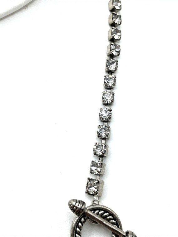 Gothic Steampunk Necklace Toggle Silver Crystal F… - image 8