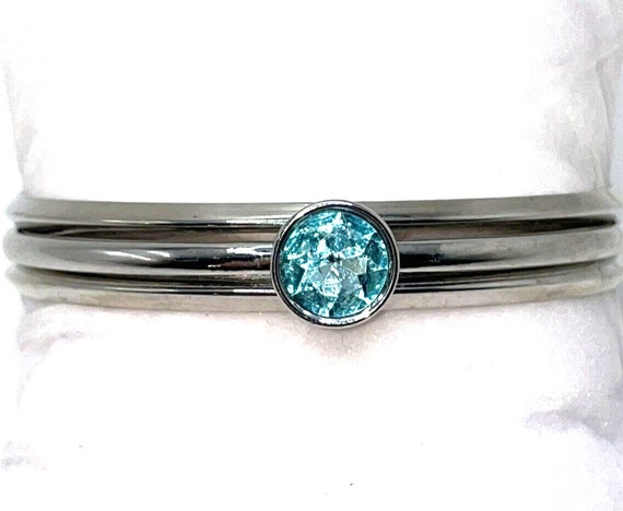 Stacking Bracelets Silver Topaz Crystal Bangles 3… - image 3