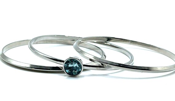 Stacking Bracelets Silver Topaz Crystal Bangles 3… - image 7