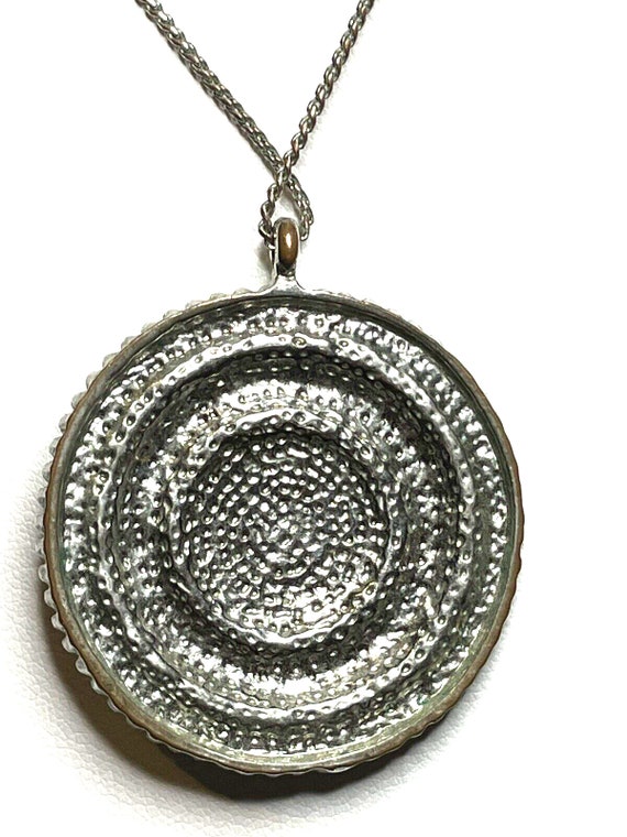 NY&Co Necklace Silver Medallion Chrome Crystal Te… - image 4