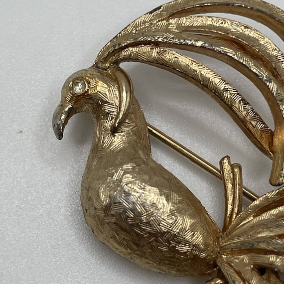 Vintage Avon Bird of Paradise Brushed Gold Brooch… - image 3