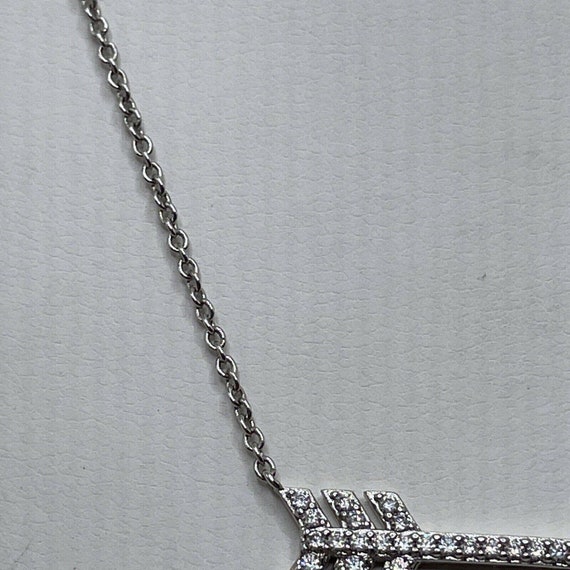 Vintage Silver CZ Pointed Arrow Pendant Necklace … - image 3