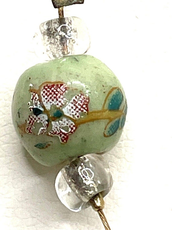 Chinese Porcelain Green Flower Illusion Bead Porc… - image 6